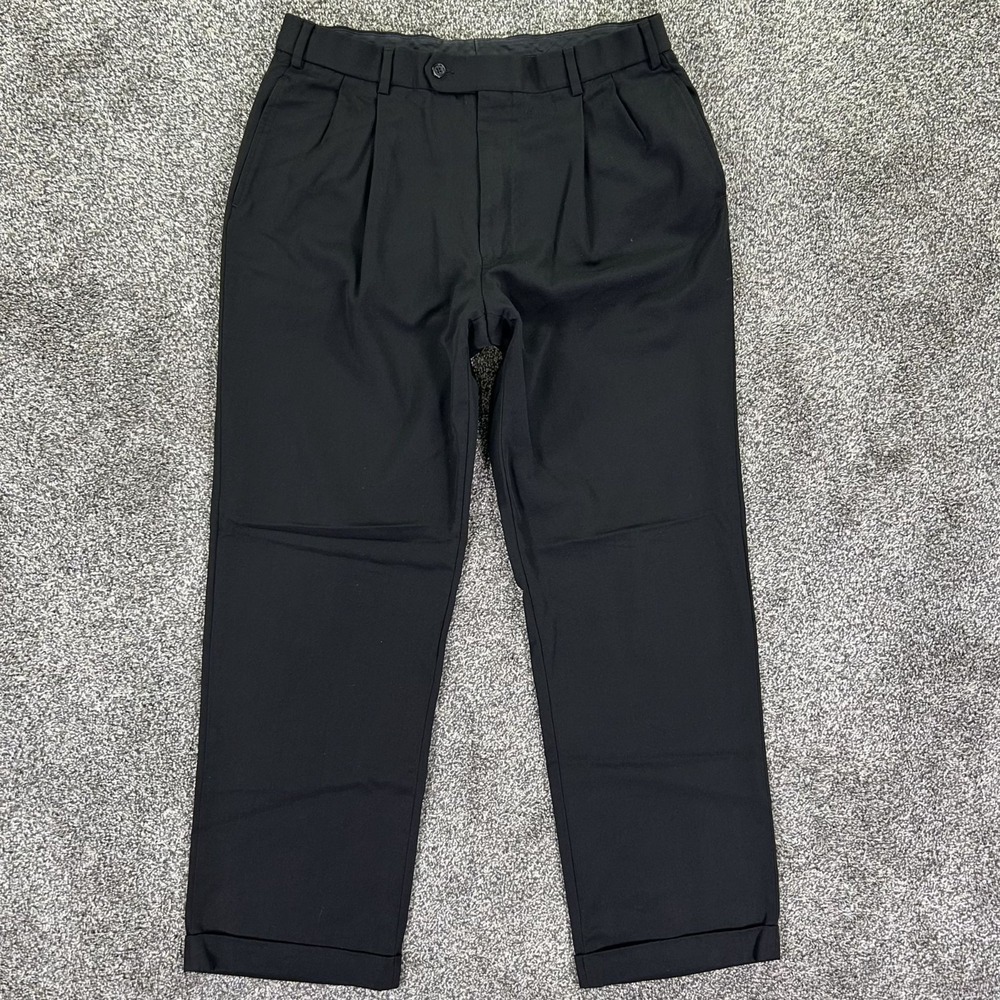 Brooks‎ Brothers Black Wool Dress Pants Mens 35x32 Work Office Professional